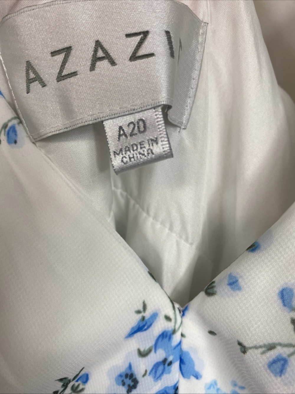Azazie Norah Blue Cottage Floral Chiffon Spring Gown Dress Sheer Slit A20 - Picture 7 of 9